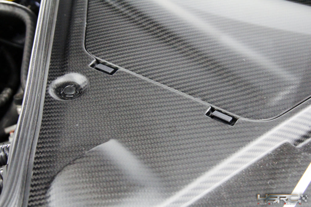 4SRC Made Nissan GT R35 Prepreg Carbon Brake Fluid and Battery Covers 4pcs Kit Engine Bay