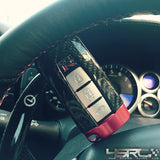 Nissan GT R35 Real Carbon Fibre luxury key fob cover, red/black/sliver - 4 Second Racing Club