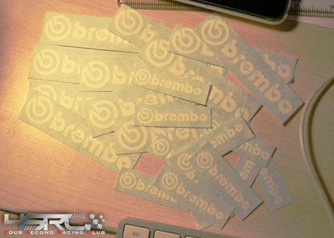 4SRC caliper decals for Evo 4 5 6 7 8 9 10 and Honda DC5 OEM size Brembo style - 4 Second Racing Club