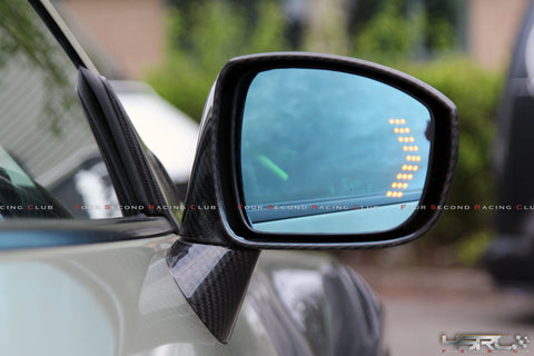 4SRC Nissan GT-R R35 Blue Anti-Glare Heated Wing Mirror Glass with Hidden LED Turn Signals (Pair)