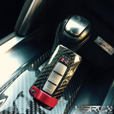 4SRC Made Nissan GT R35 Real Carbon Fibre luxury key fob cover, red/bl ...
